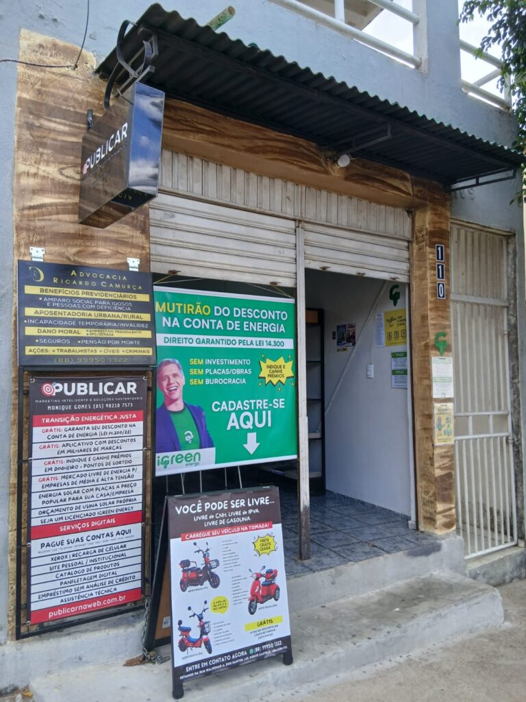 Escritório da Publicar Marketing Inteligente & Soluções Sustentáveis em Ubajara, na Rua Waldemar A dos Santos, 110. Bairro Monte Castelo.